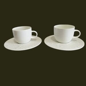 SET of 2 ROSENTHAL  Bjorn Wiinblad MAGIC FLUTE WHITE DEMITASSE CUP & SAUCER